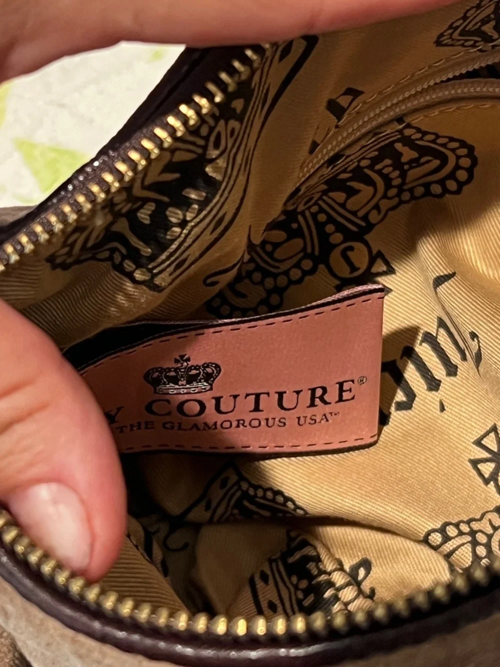 Vintage velvet Juicy Couture bag with flower detail
